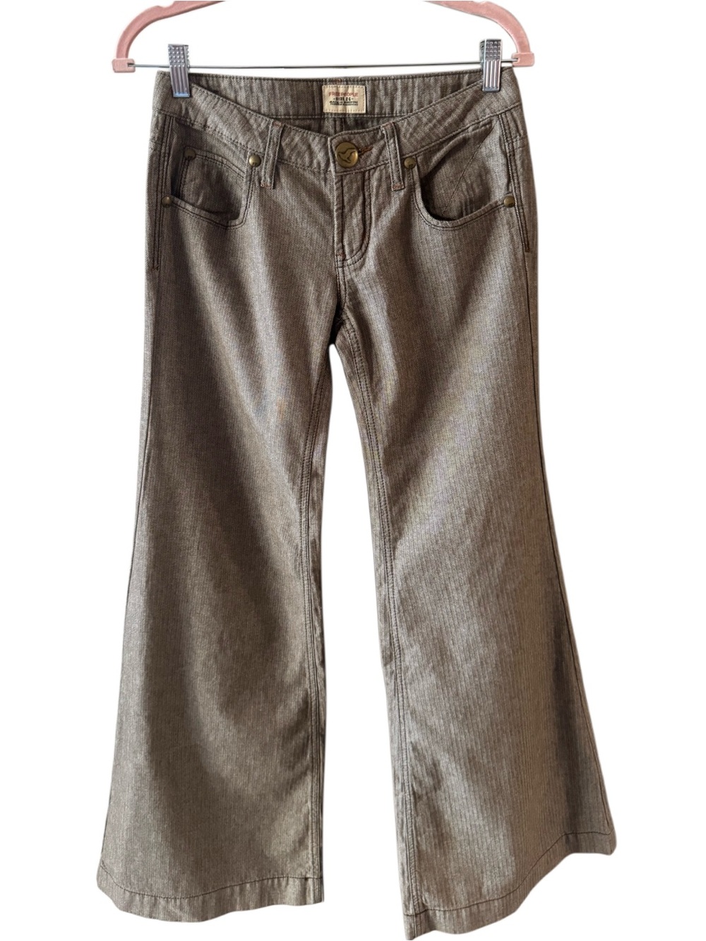 Free People Brown Wide-Leg High-Rise Jeans